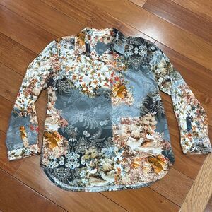 Johnny Was Calme Floral Cotton button Front Shirt Medium
